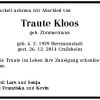 Zimmermann Traute 1939-2014 Todesanzeige